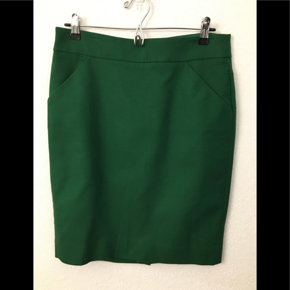J. Crew Green Pencil Skirt